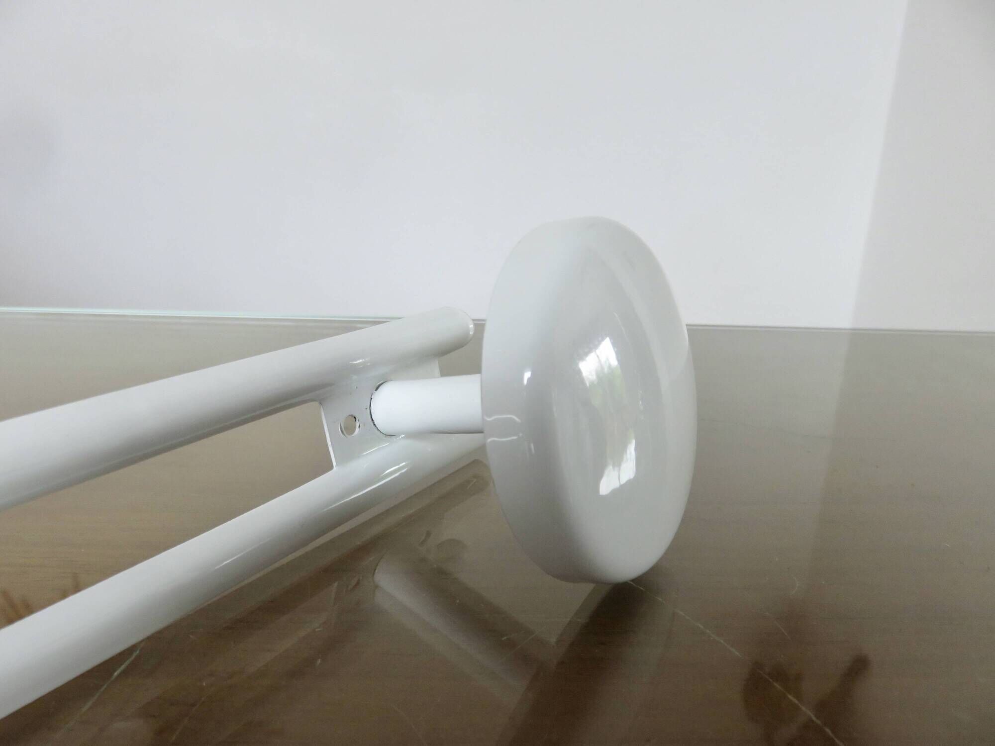 White lacquered metal coat rack with 2 hooks from the 70s