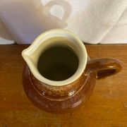 Antique strehla ceramic pitcher brown beige white interior vintage