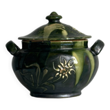 Green ceramic condiment pot