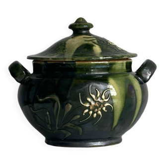 Pot à condiment en céramique verte