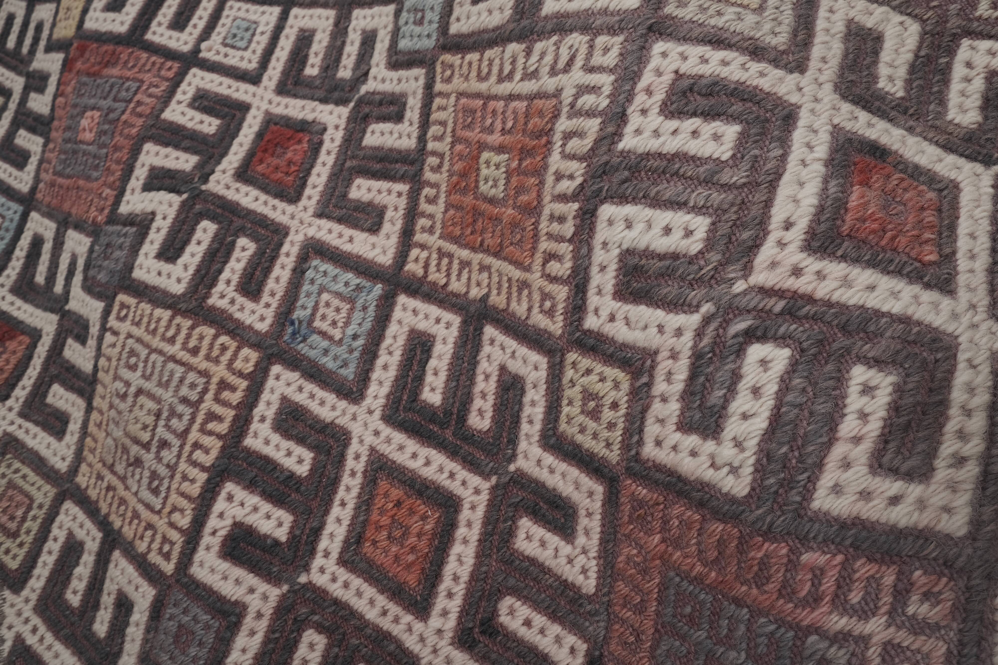 Vintage Turkish rug from Oushak, handwoven 64x275 cm