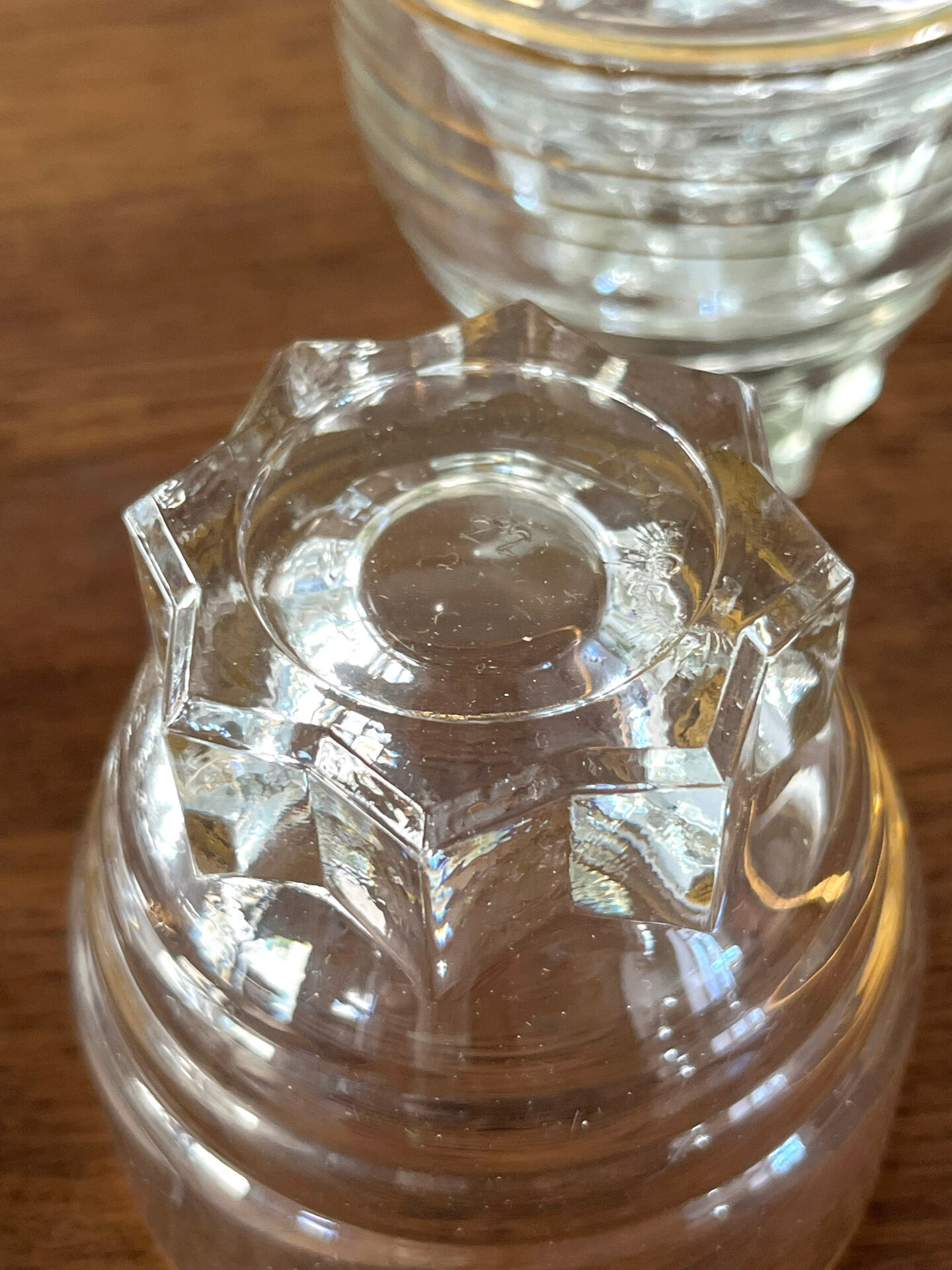Verres en verre vintage avec bord doré, ensemble de 6