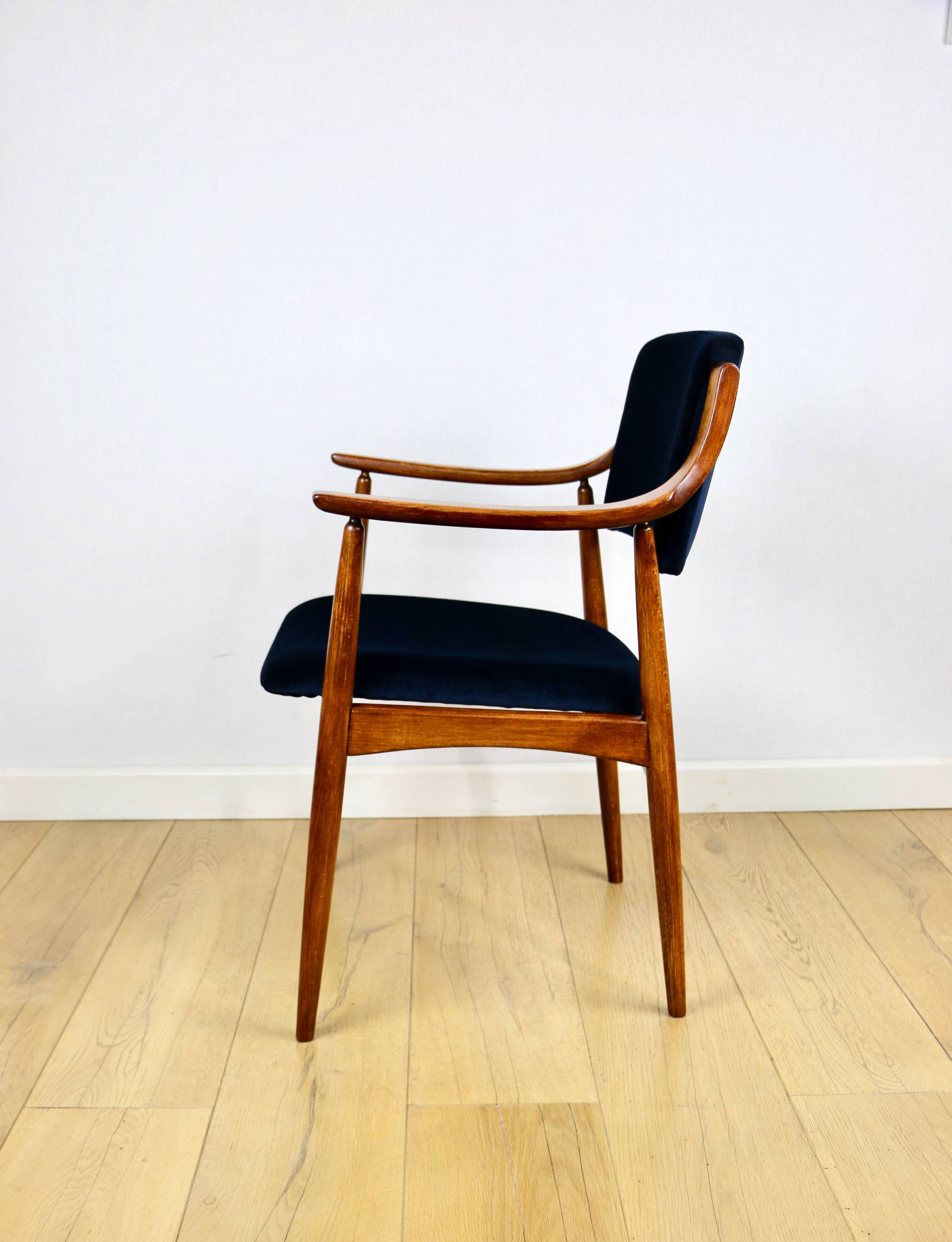 Danish office armchair vintage - navy blue
