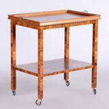 Restored Art Deco Walnut Trolley, New Polish, Czechia, 1930s