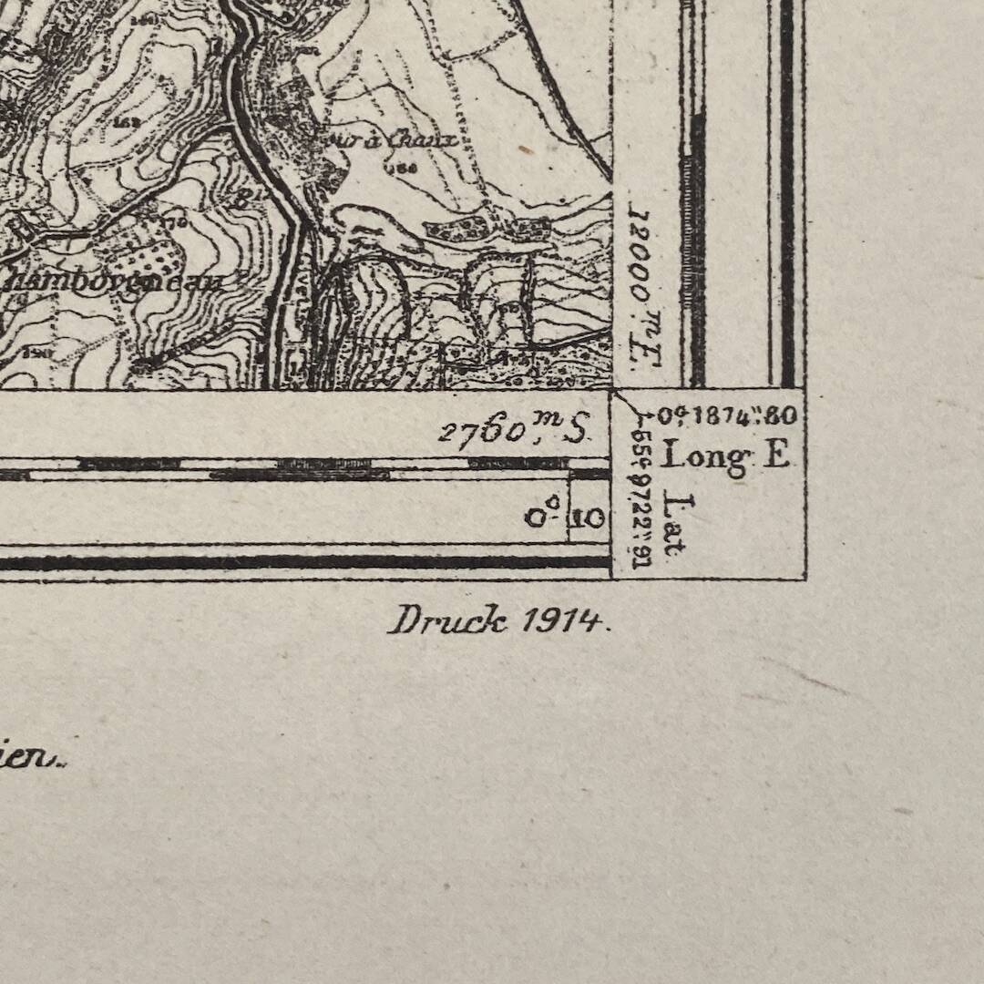 Vintage map of Charleroi surroundings 1914
