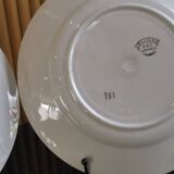 4 assiettes plates en faïence bleue et blanche de K&G Lunéville, modèle Blida