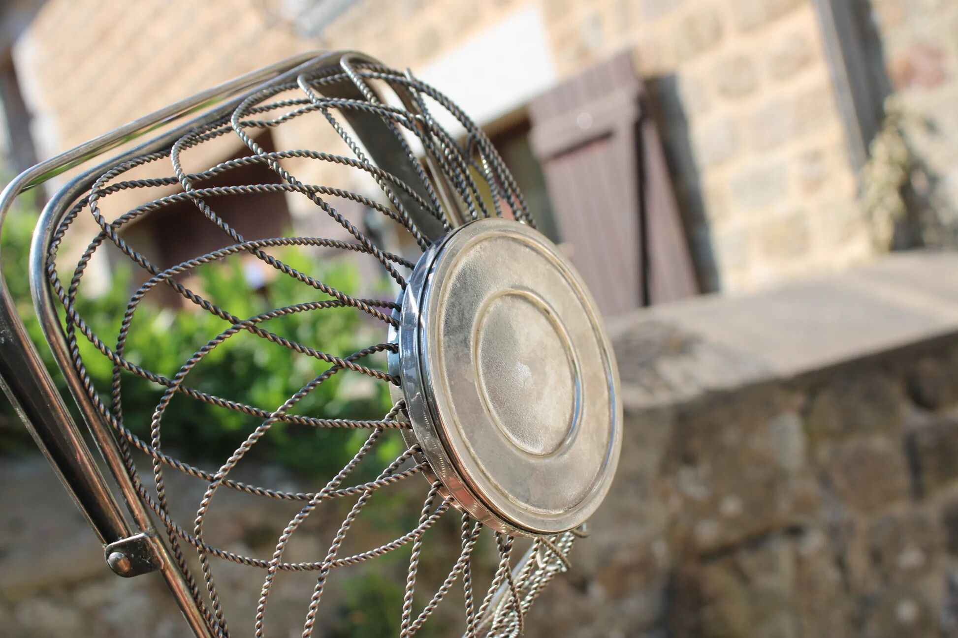Vintage silver twisted metal basket – Foldable handle