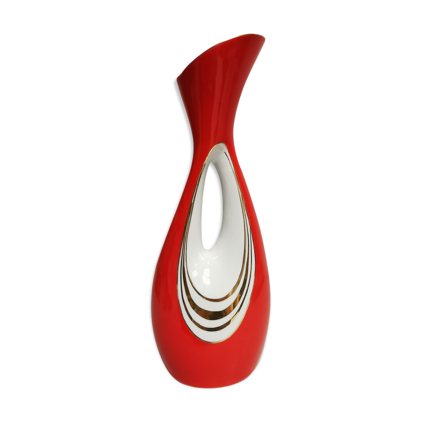 Pitcher / pourer, porcelain signed decanter