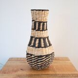 Vintage Handwoven Vase, Grass Home Decor, Straw Interior Design, Handmade
