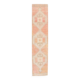 Pale Red & Cream Turkish Vintage Runner Rug, 83x376Cm