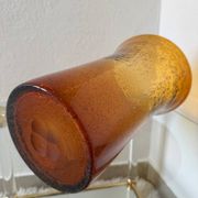Large amber bubble glass vase from the 60s