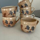 Set of 2 large vintage stoneware mugs from Atelier du Marais – Flower mugs