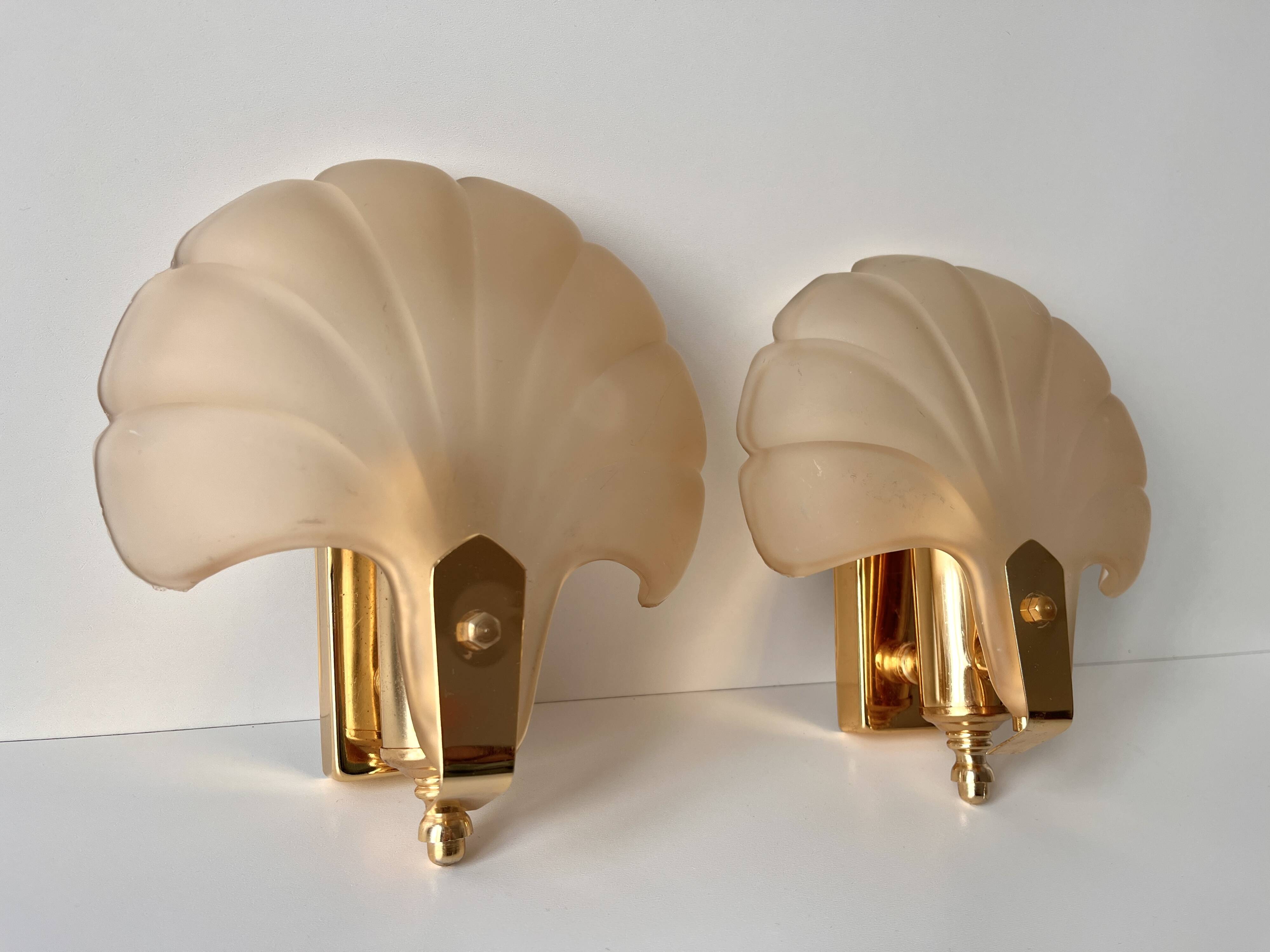 Appliques murales coquillages en verre vintage, lampes style art nouveau