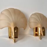 Appliques murales coquillages en verre vintage, lampes style art nouveau