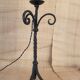 1970s wrought iron lamp, new 2m fabric cable, lampshade.