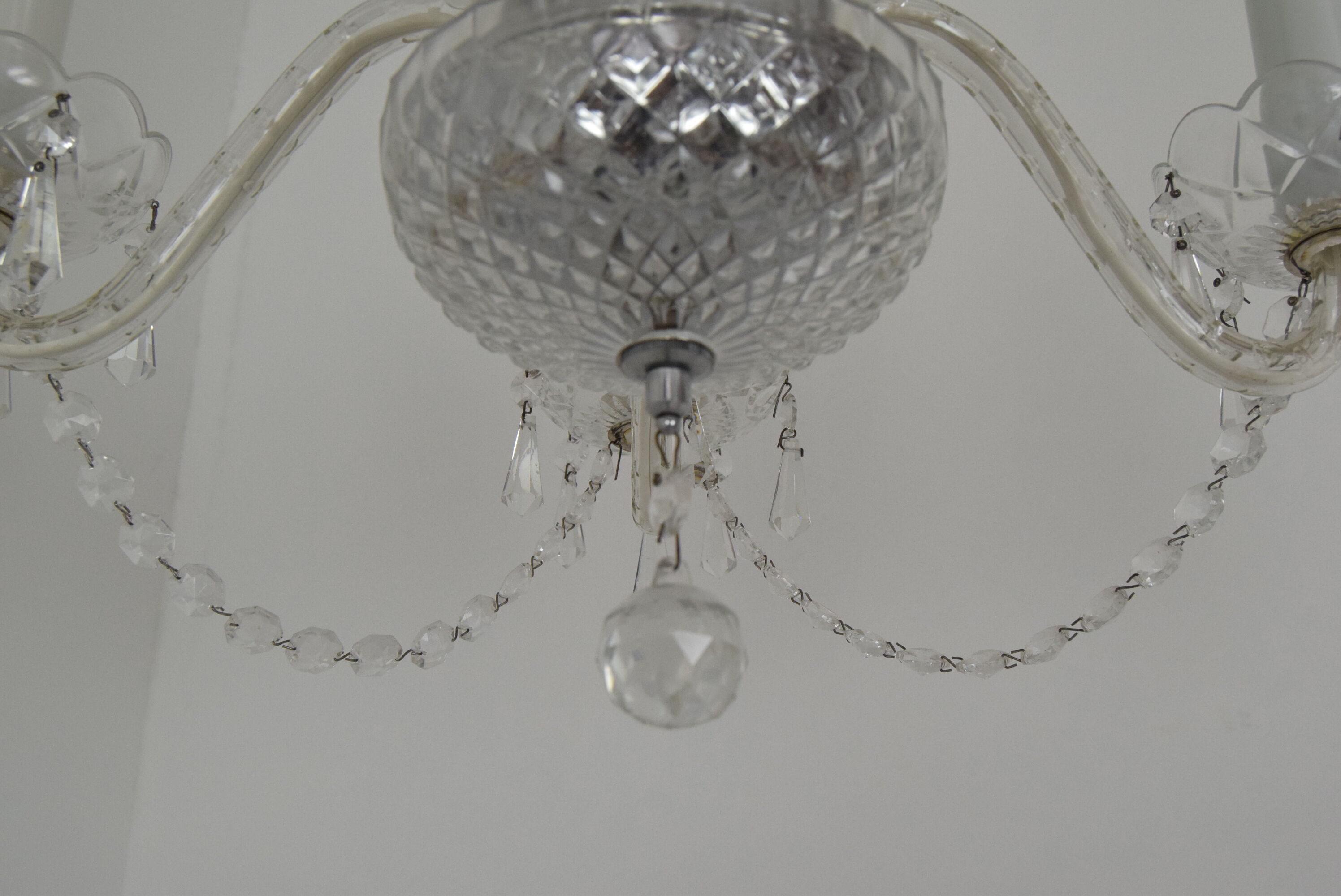 Mid-century Crystal Glass Chandelier by kamenicky Senov,1960's.