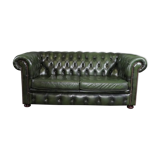 Chesterfield sofa in green cowhide leather