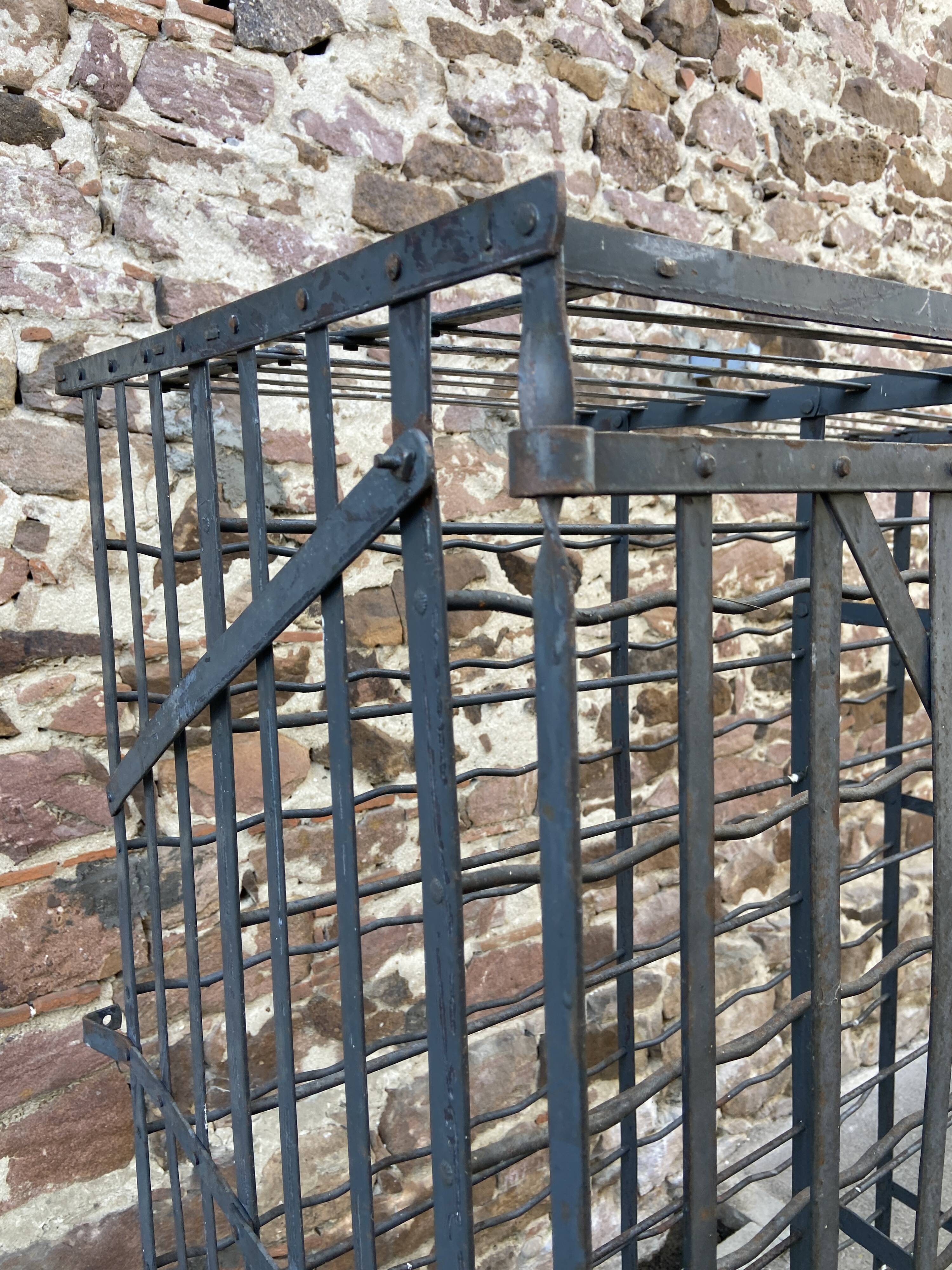 Wrought iron wine cellar 200 bottles French wine cellar Rigidex cellar shelf 1950
