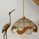 Vintage lampshade suspension in mother-of-pearl and brass