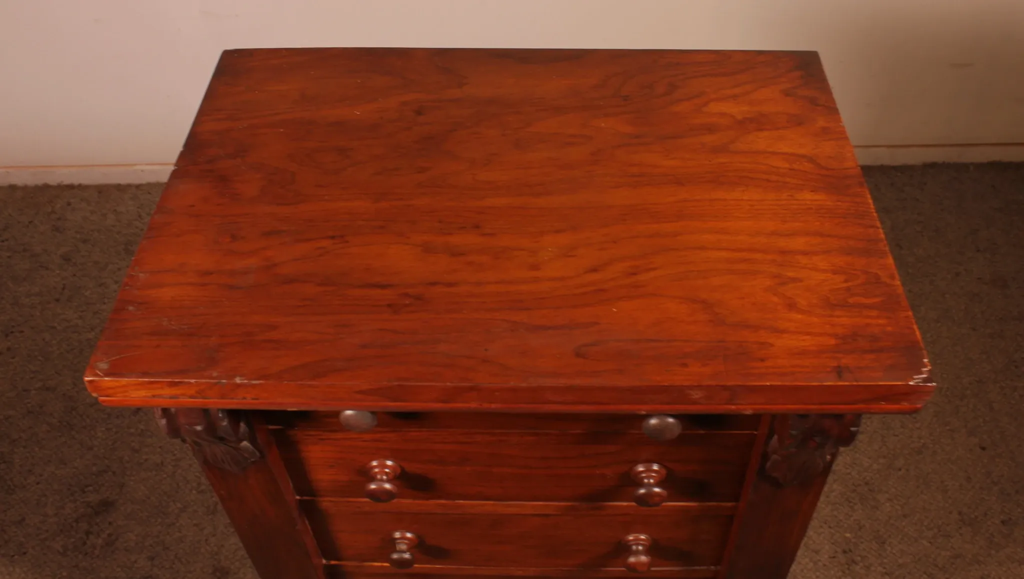 19th-century walnut Wellington commode