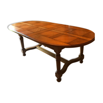 Oval checkered table in solid oak, 6 to 12 people