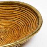 A pair of beautiful Italian Mid Century Modern bamboo bowls with brass rims