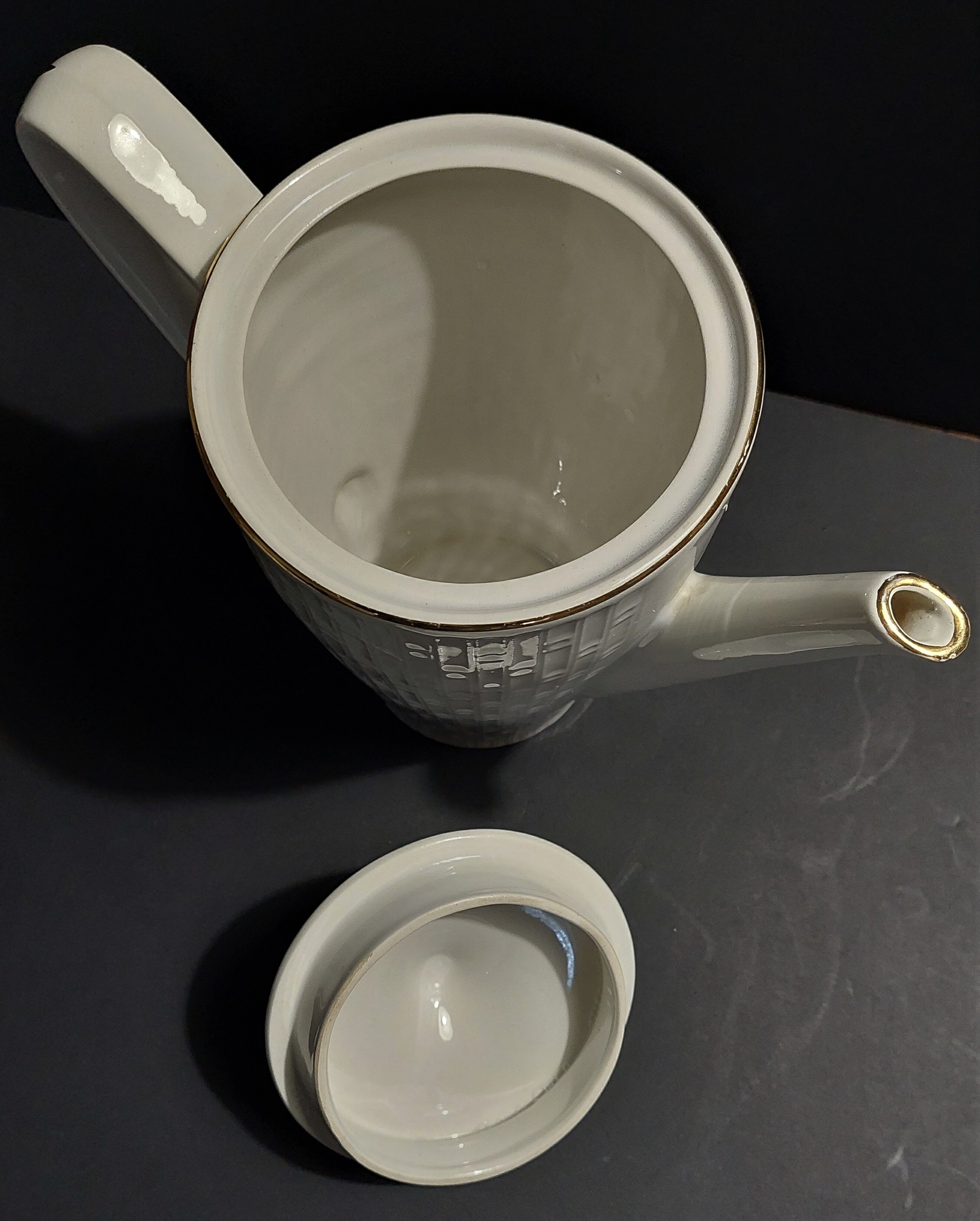 Pouring coffee service and two cups Lunéville KG mid-twentieth