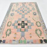 5x8 Vintage Samon Pink & Light Grey Vintage Oushak Area Rug, 161x255 cm