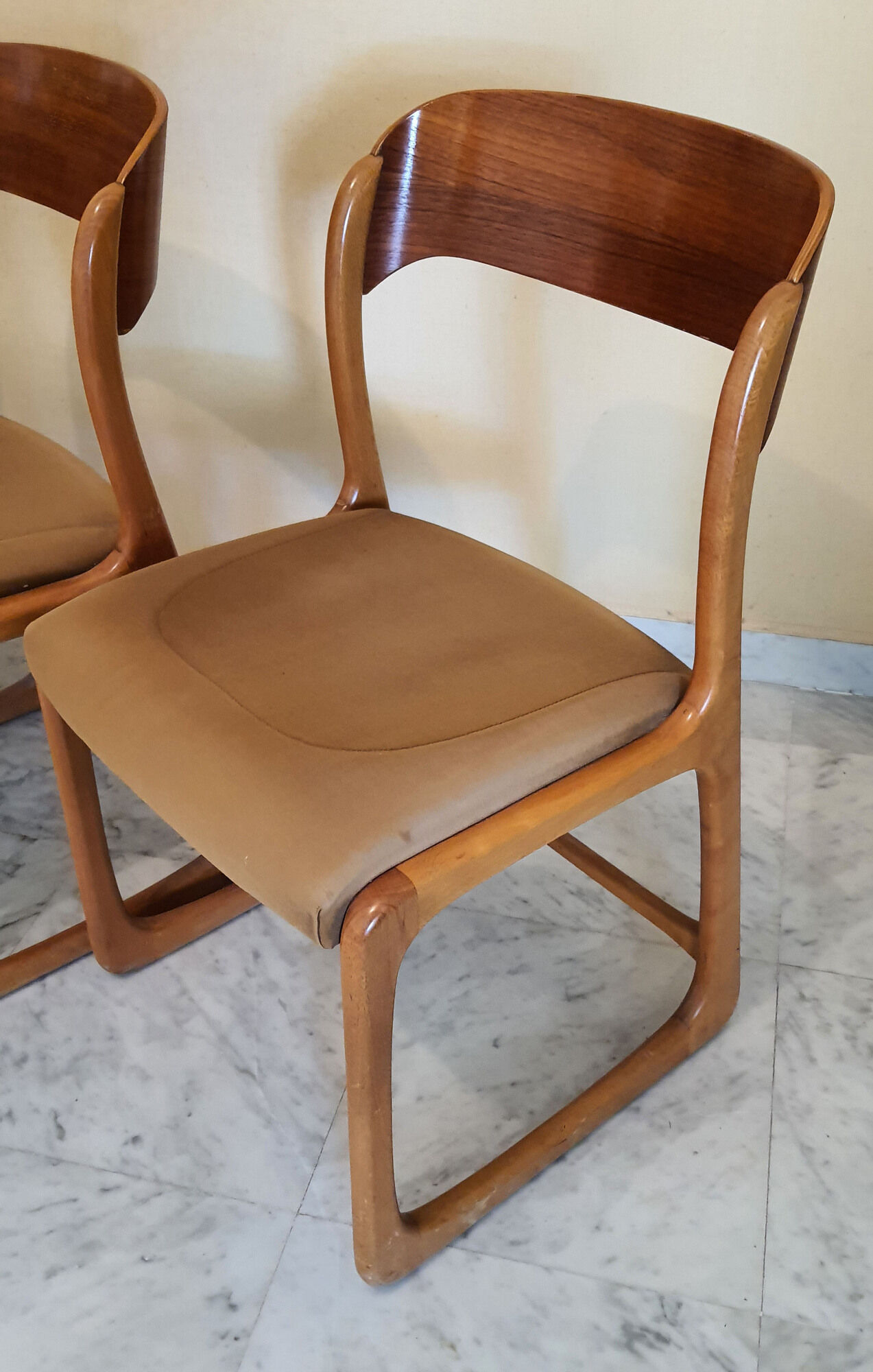 3 chairs Baumann Sled 1960 original fabric