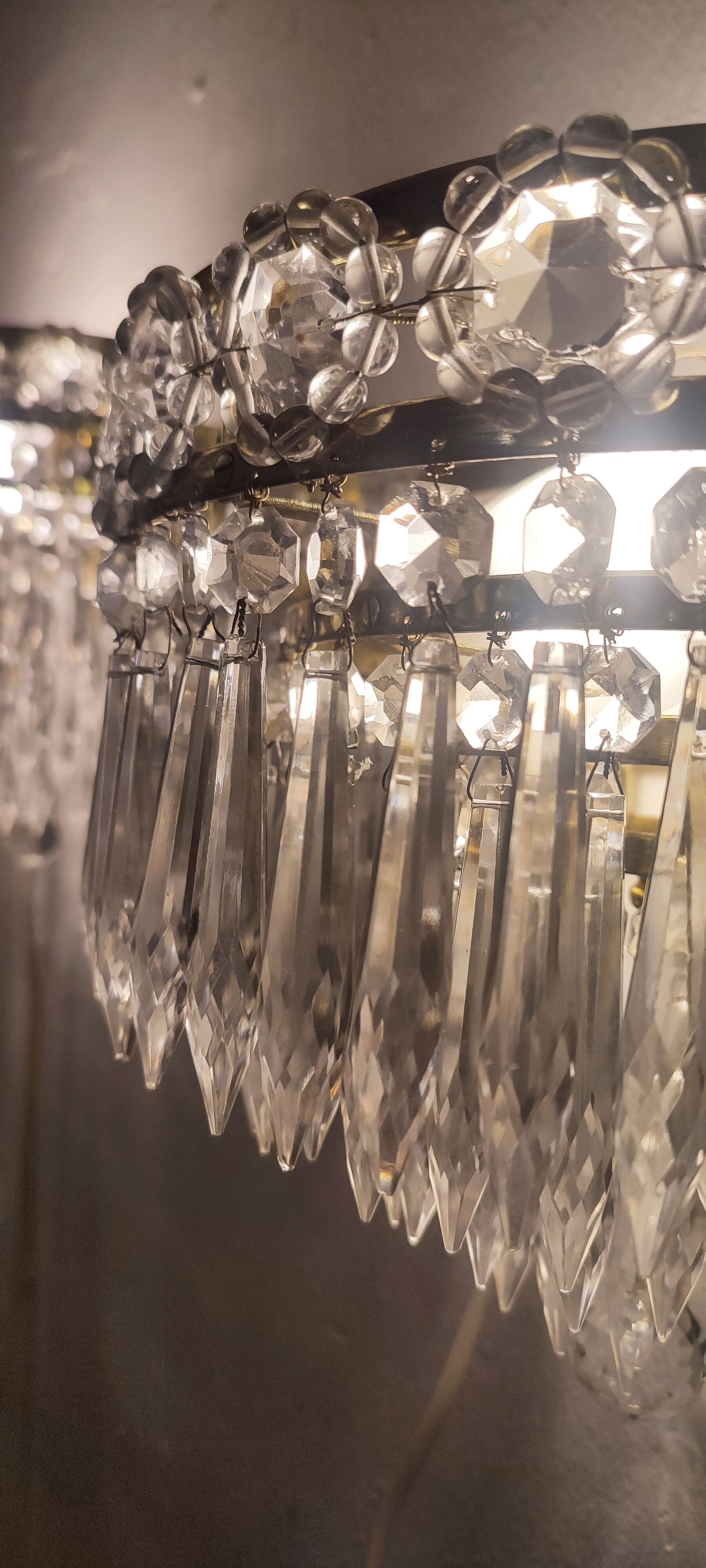 Classic crystal sconces. France, 1950s