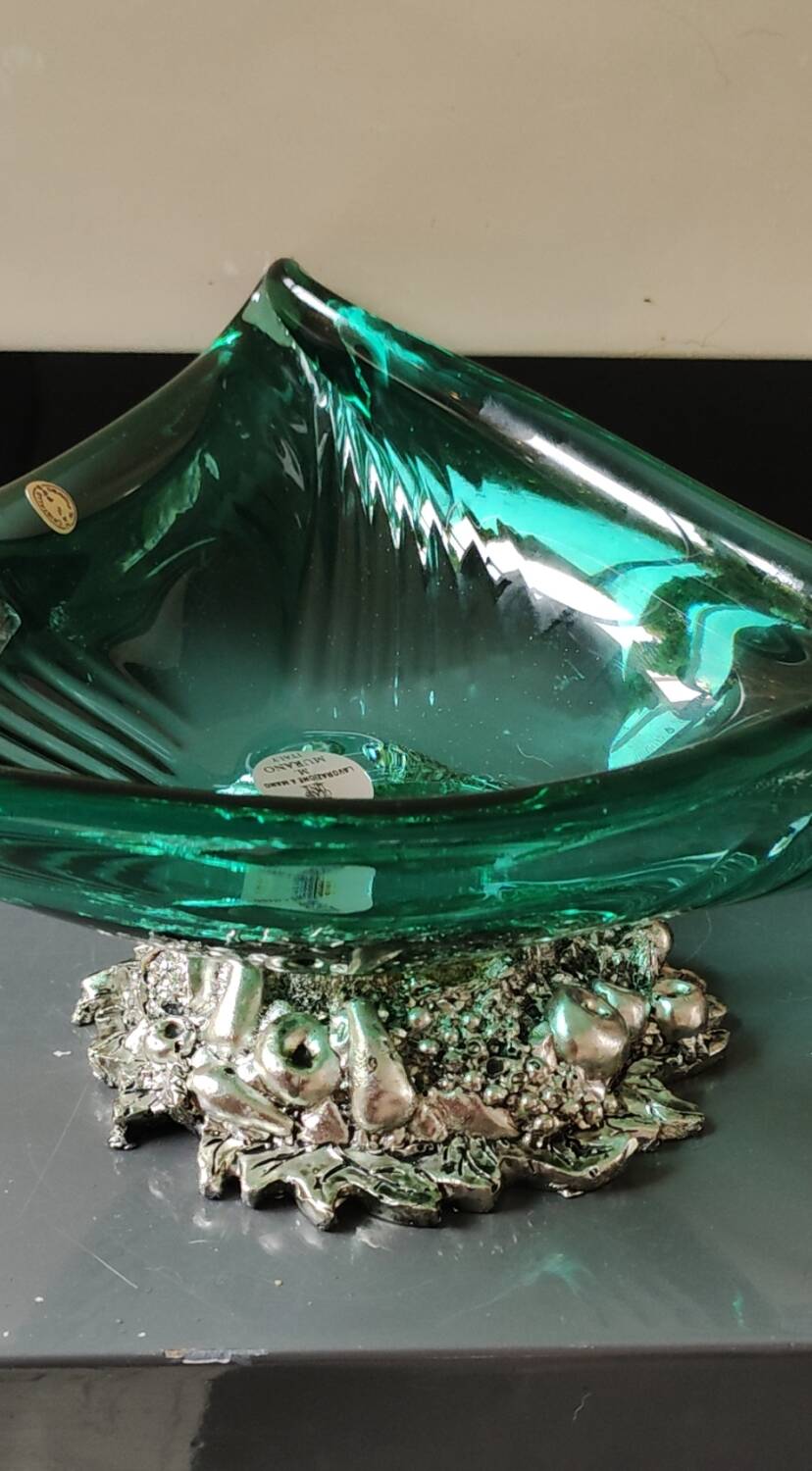 Murano/Glass Line Art Glass Sea Shell Trinket Dish. Diam 20