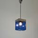 Art Deco ceiling light in blue glass and chrome, 1950s, Italy
