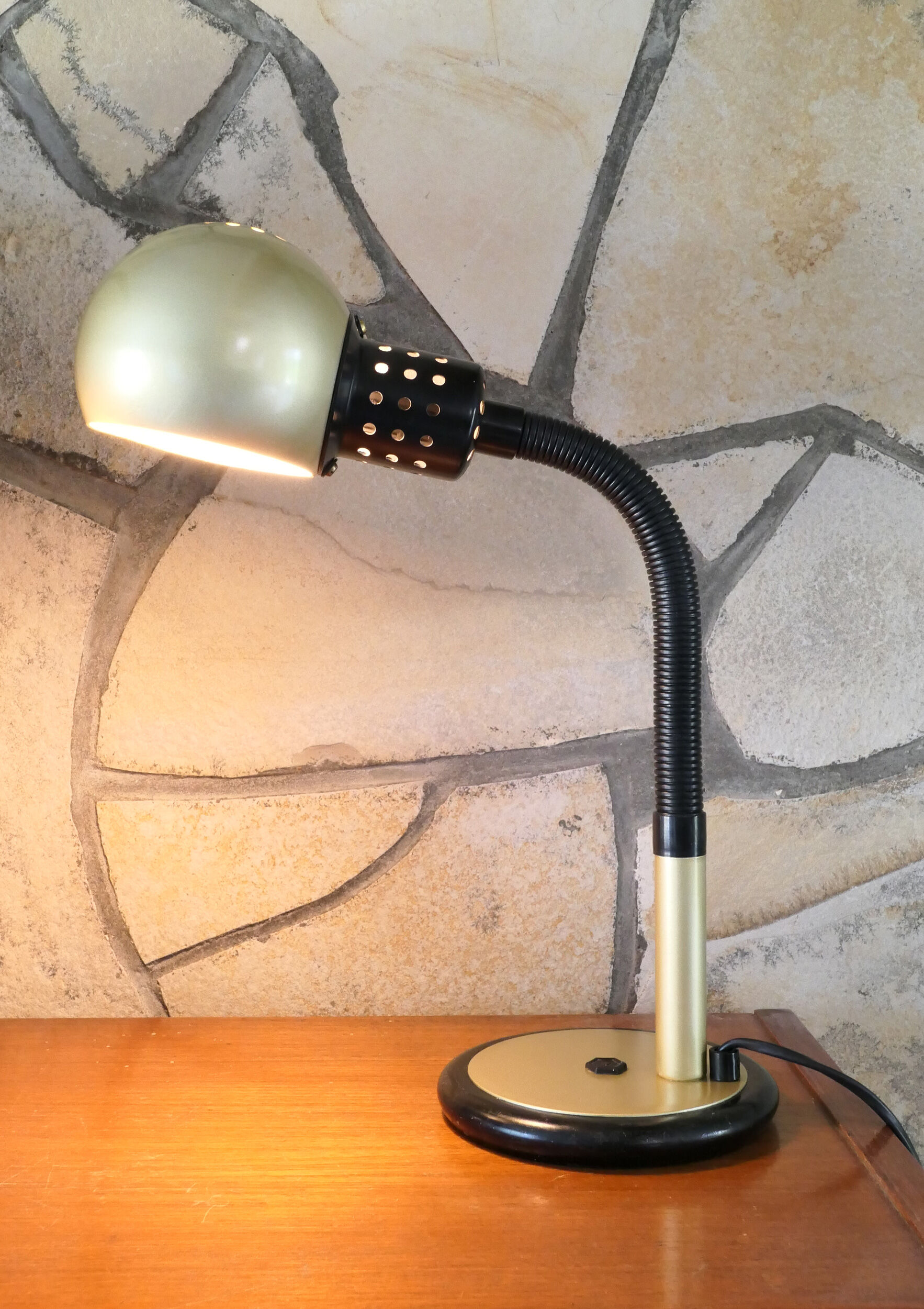 Tablle lamp or desk aluminor 1970's rare golden color