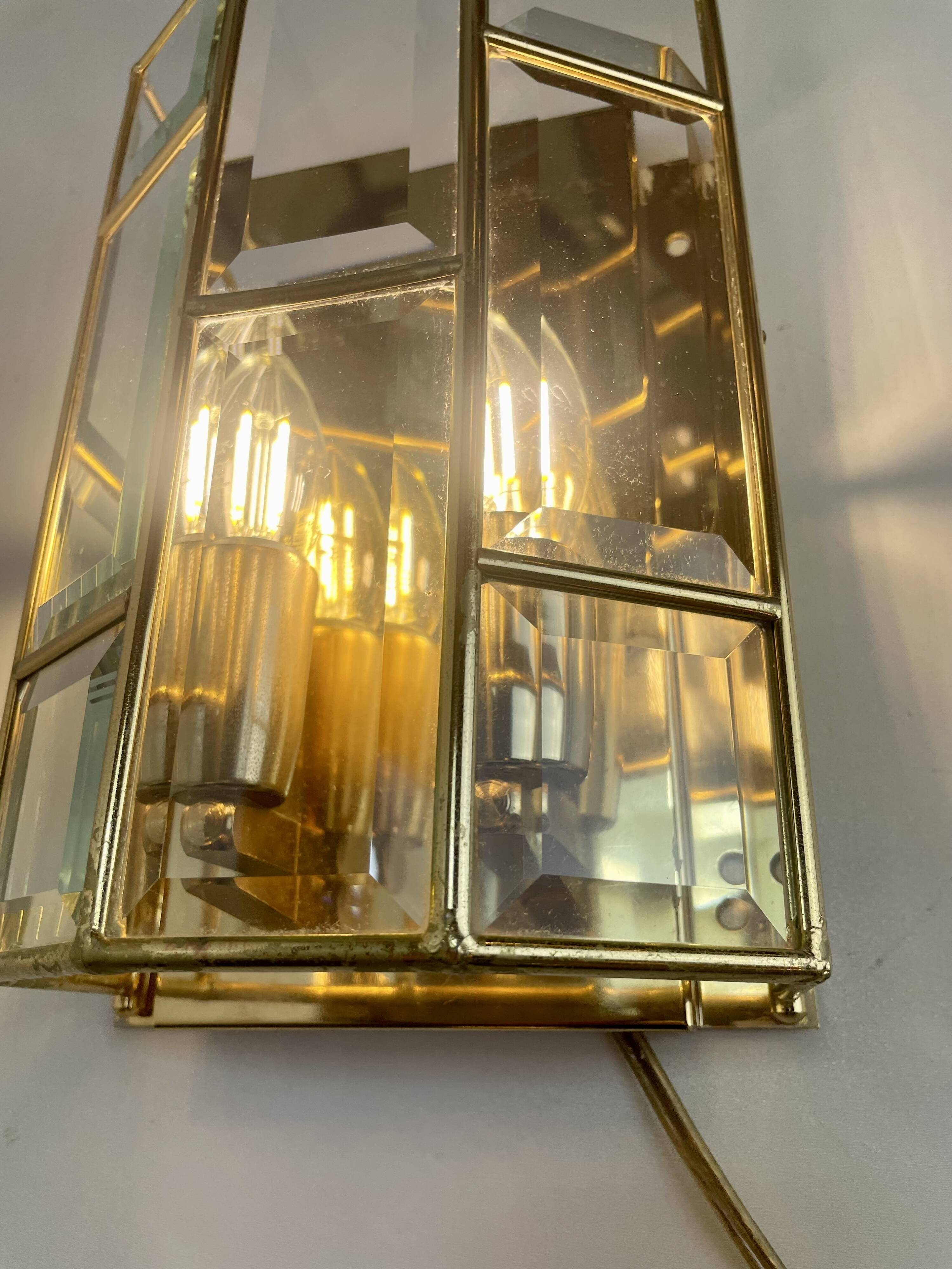 Italian brass wall lights, 1980s