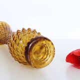 Amber glass vase, diamond tip, vintage