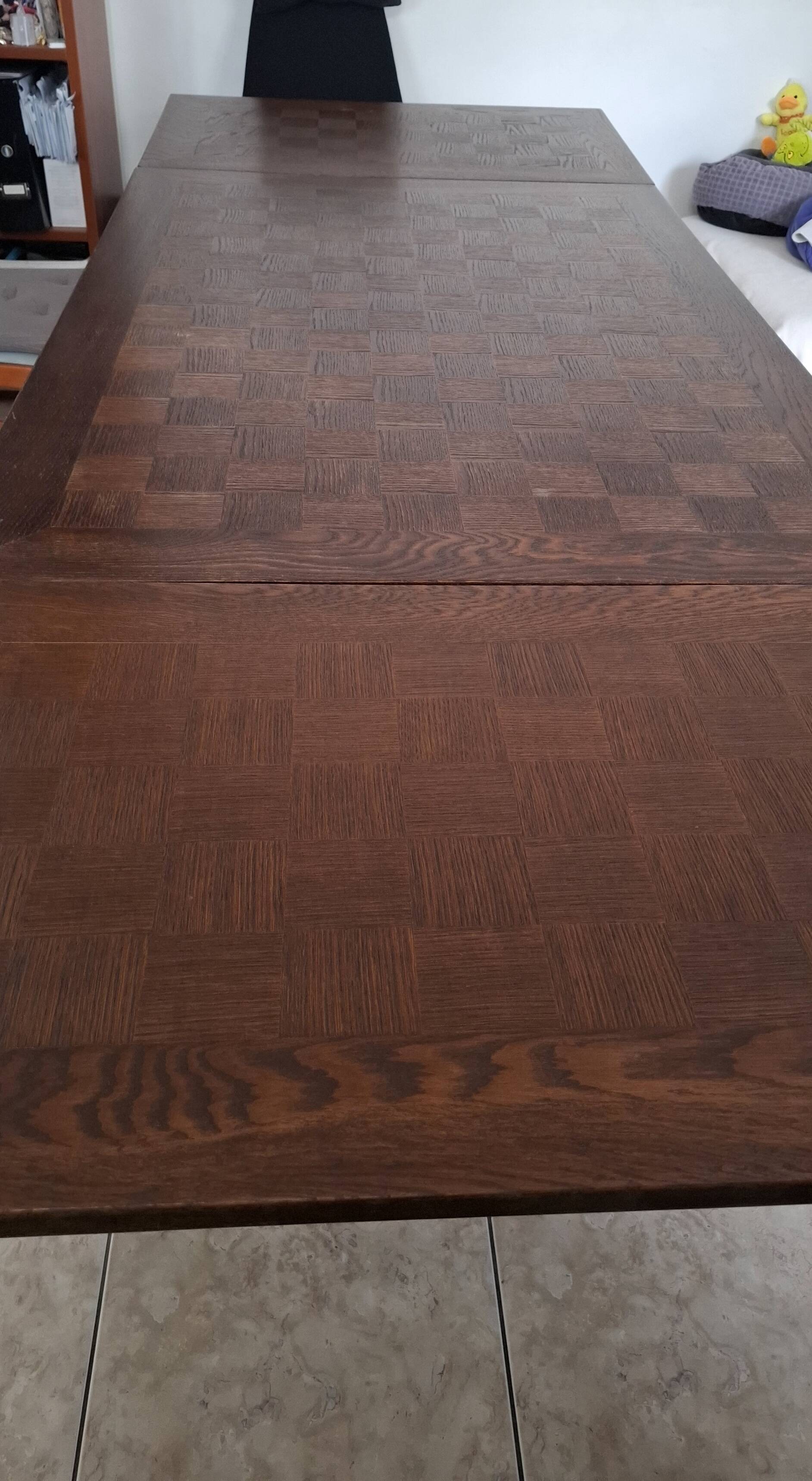 solid wood dining table the monastic with a checkerboard top