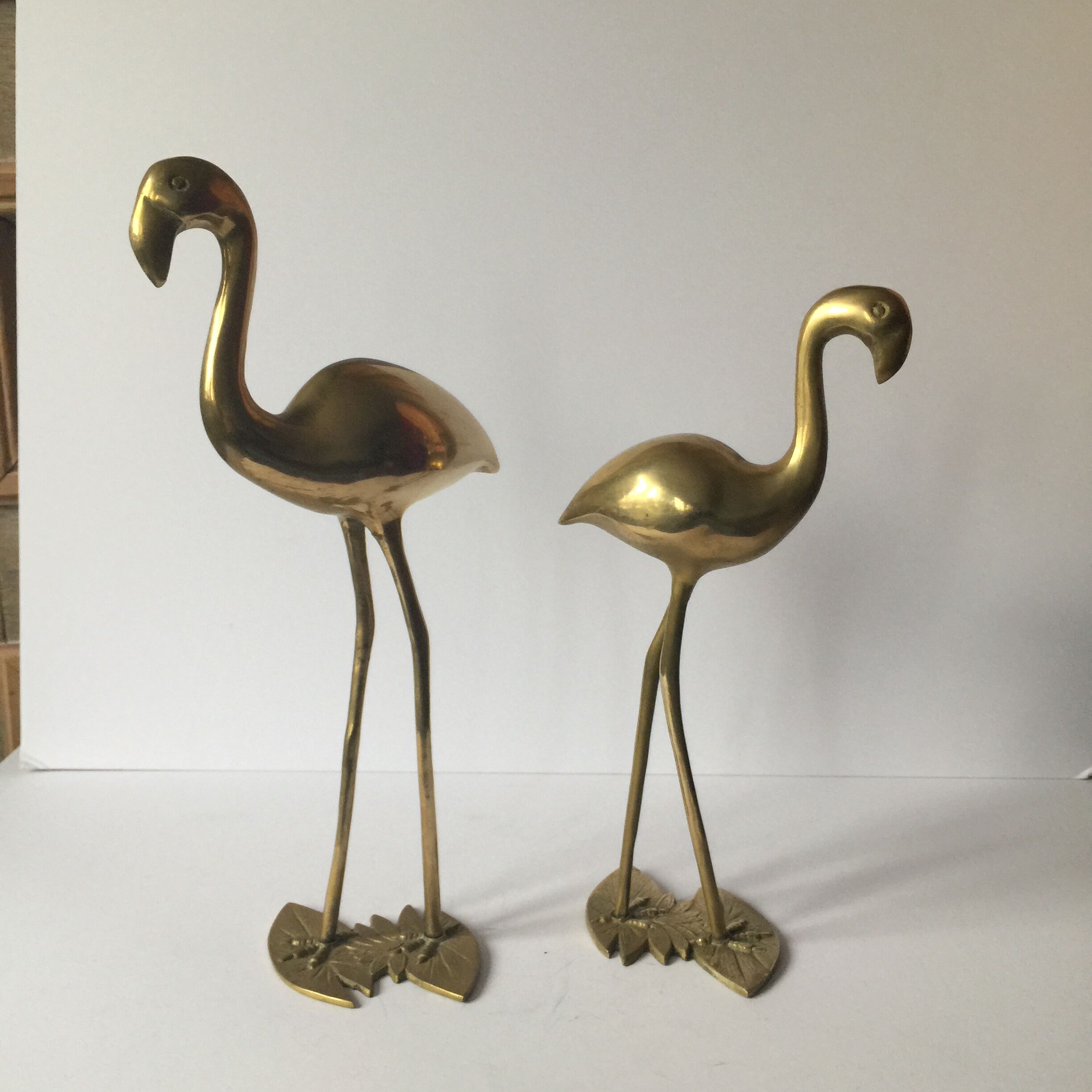 Vintage brass bird couple