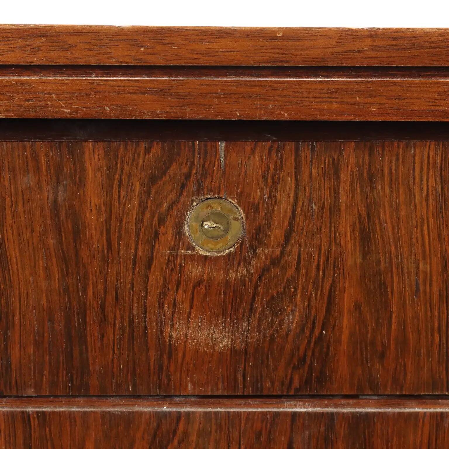 Bureau d’écriture vintage en placage de bois exotique, design, Italie, années 1960
