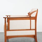 Art Nouveau design armchair with a luxurious light fabric upholstery