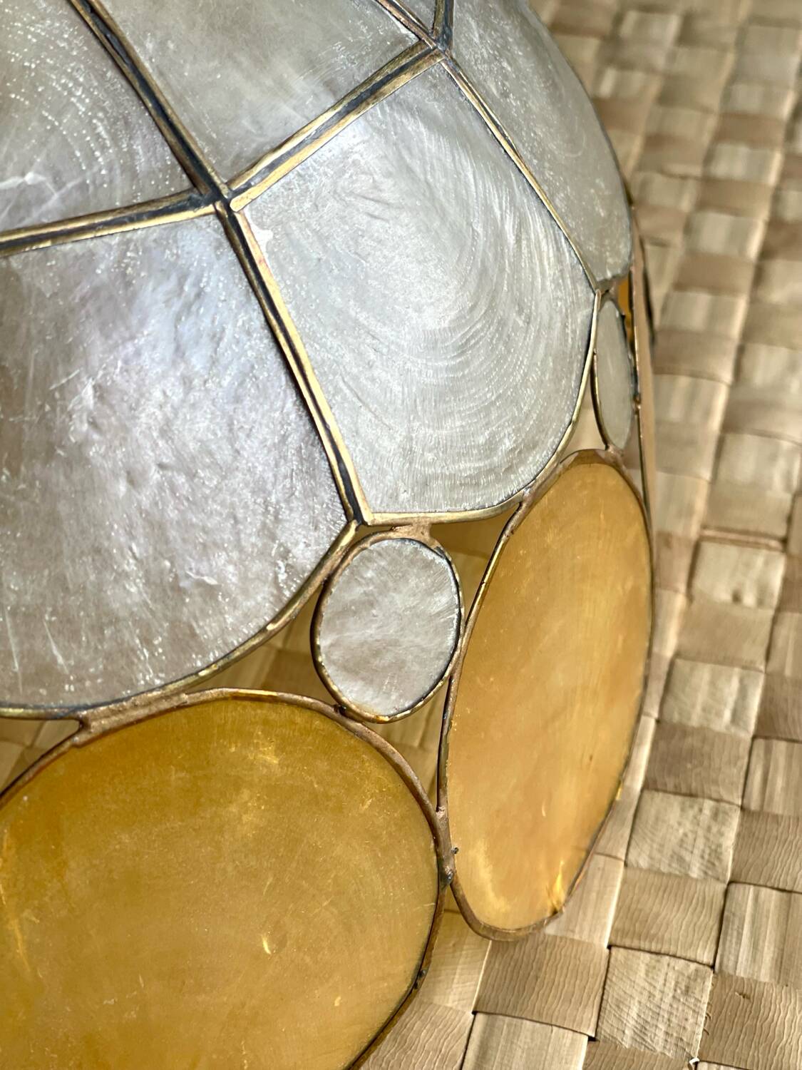 Mother-of-pearl and brass lampshade