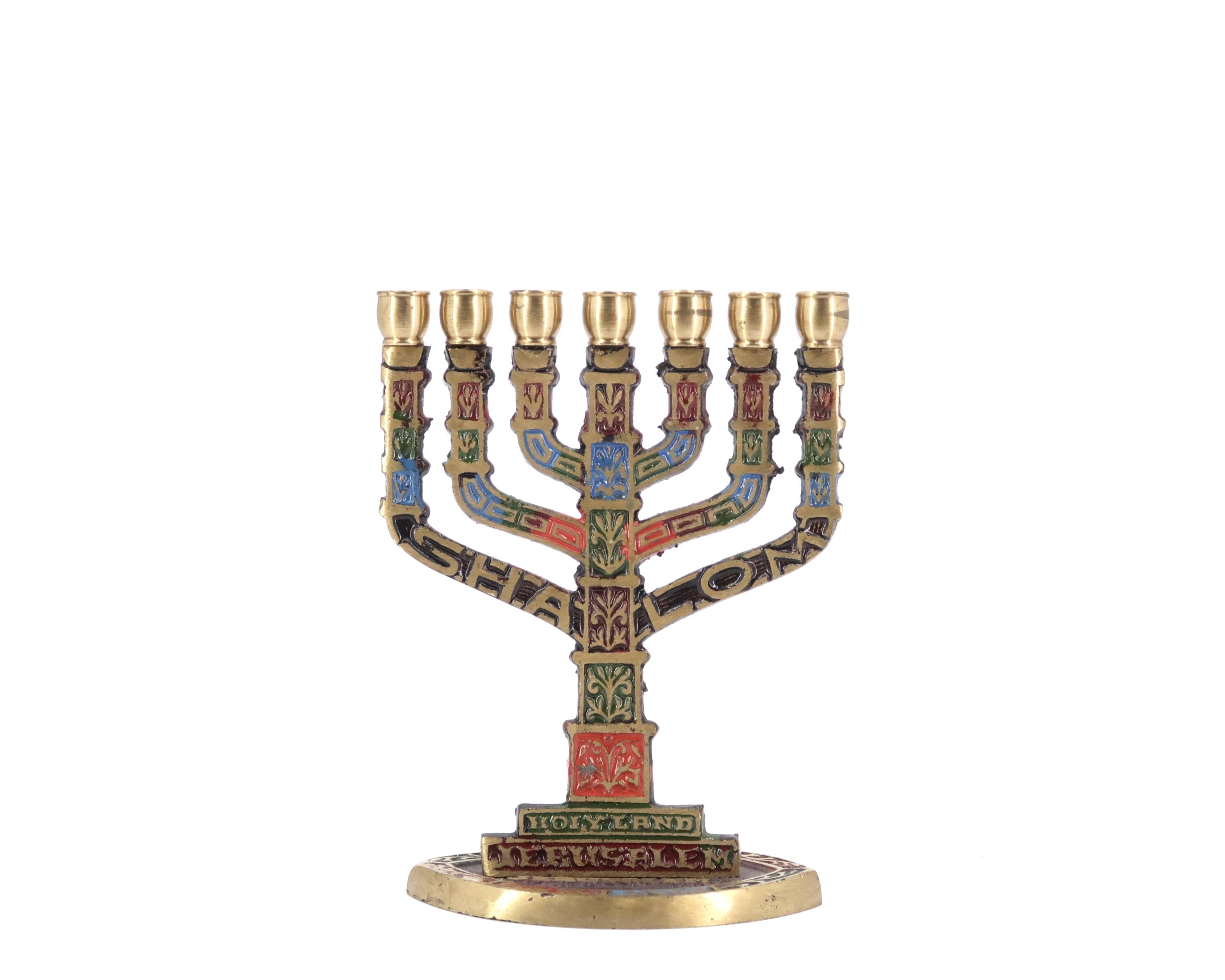 Menorah candlestick with 7 branches in bronze, 1960s