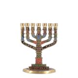 Menorah candlestick with 7 branches in bronze, 1960s