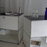 Lot of 3 designer furniture: usm haller white: 1 column with 2 modules.