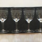 Set of 4 glasses of crystal 18th engraved decoration