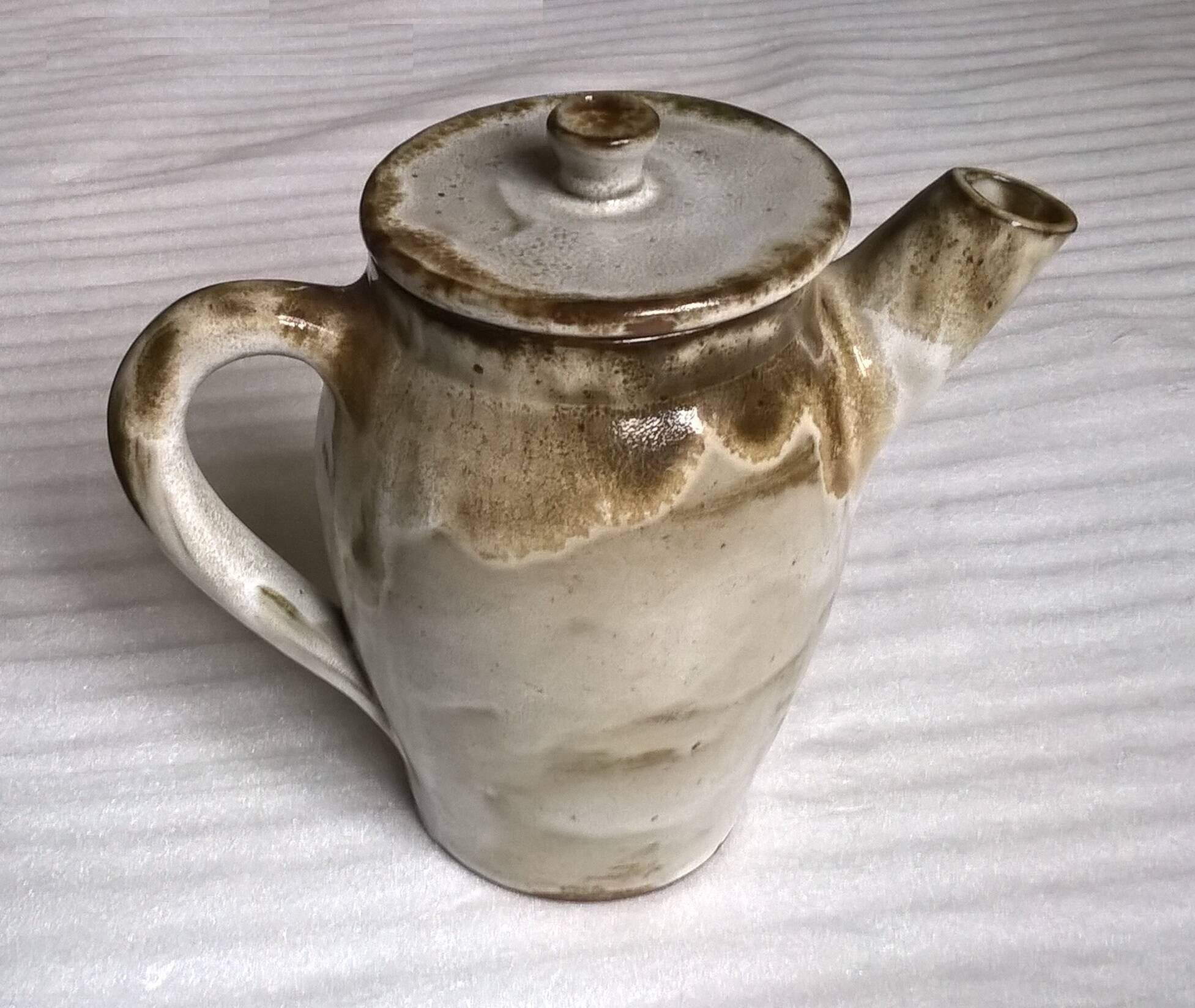 Glazed flamed stoneware teapot C.Turgis Normandie.