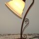 Vintage French Brown Metal Goose Neck Lamp With Textured Glass Shade