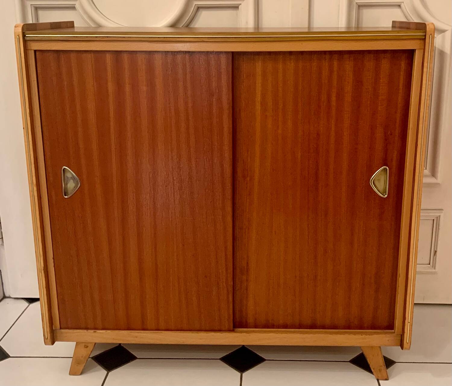 Vintage shoe cabinet with compass feet