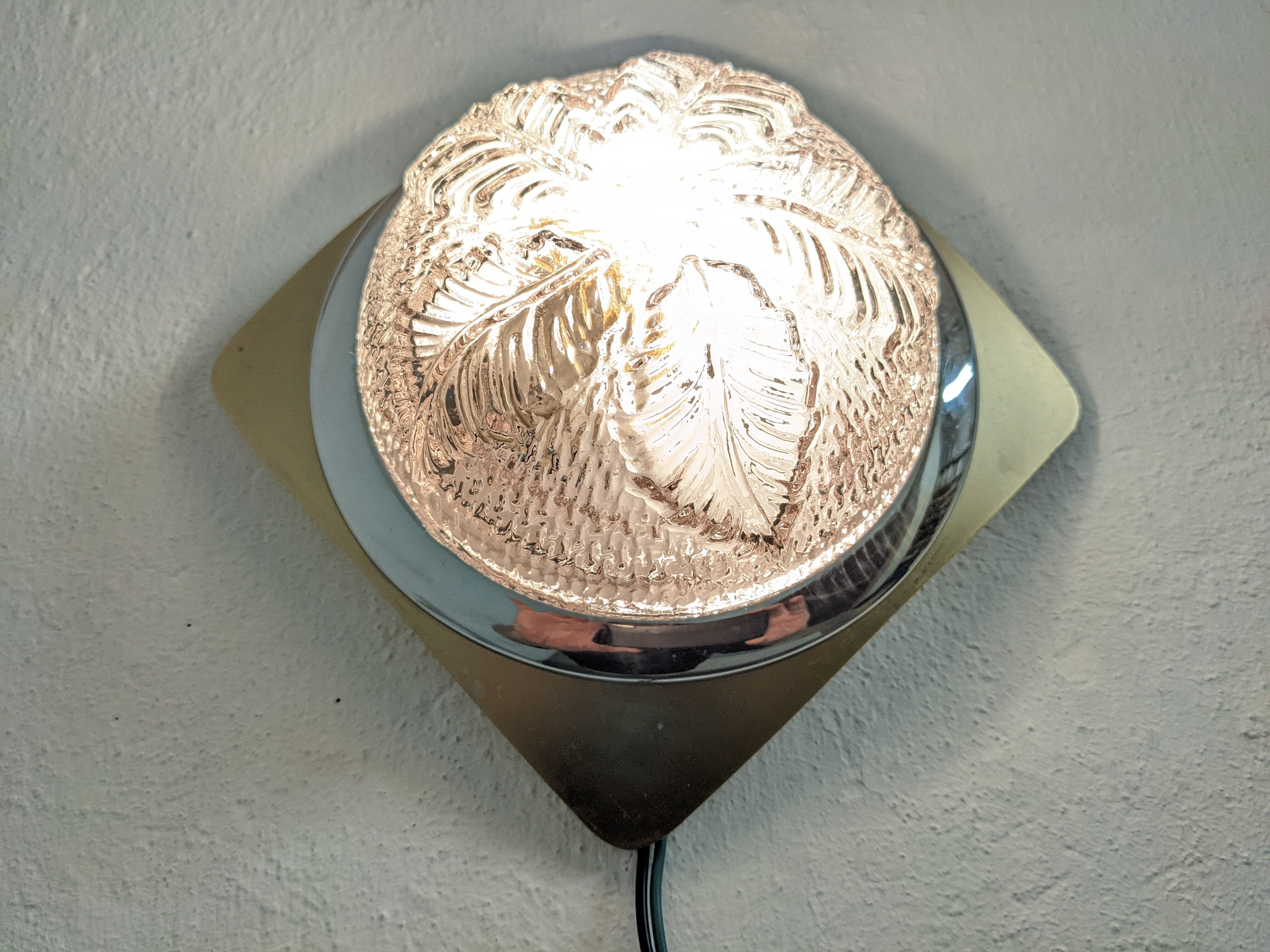 Pair of glass wall lamps from the 70s/80s