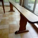 Large rustic table of 3.80m with its 2 benches.