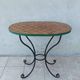 Bistro table in wrought iron and walnut